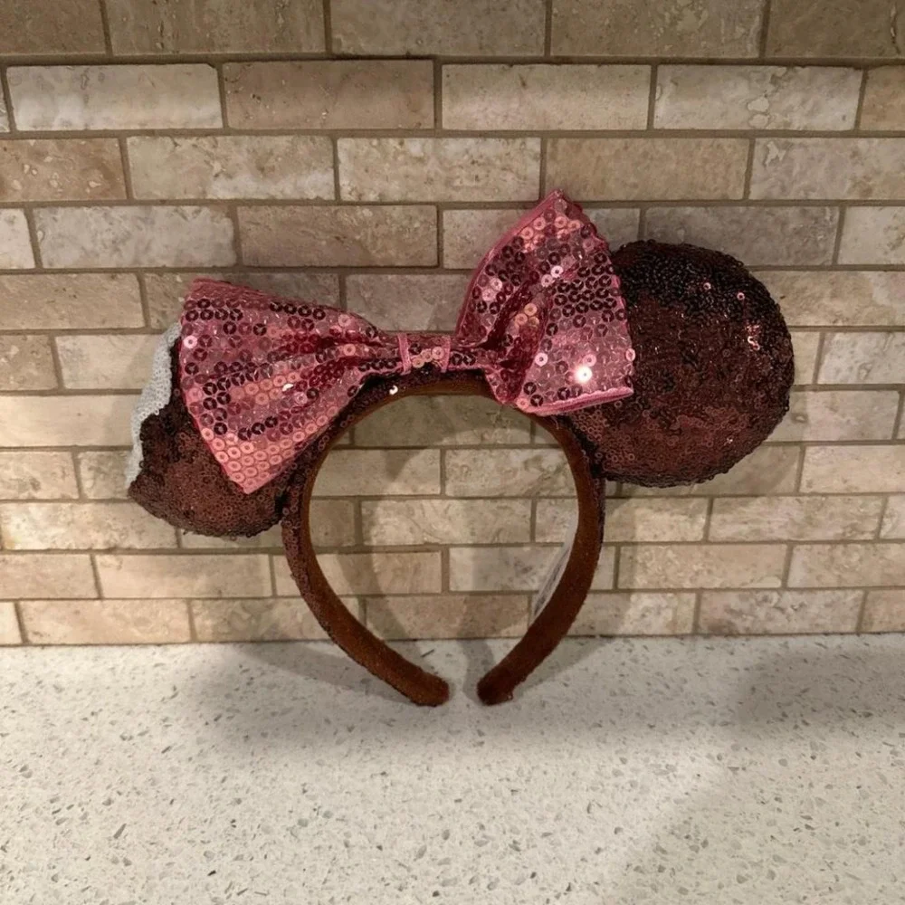 Disney Parks Ice Cream Bar Sequined Minnie Mouse Headband Ears g4